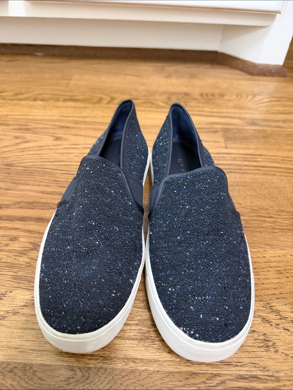 Vince Navy Slip-On Loafers with White Sole